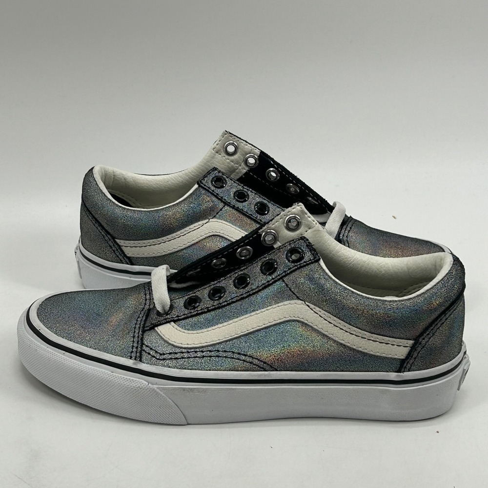 Vans Old Skool Sneakers Womens 6 Iridescent Glitter Silver Low Top NWT Skate